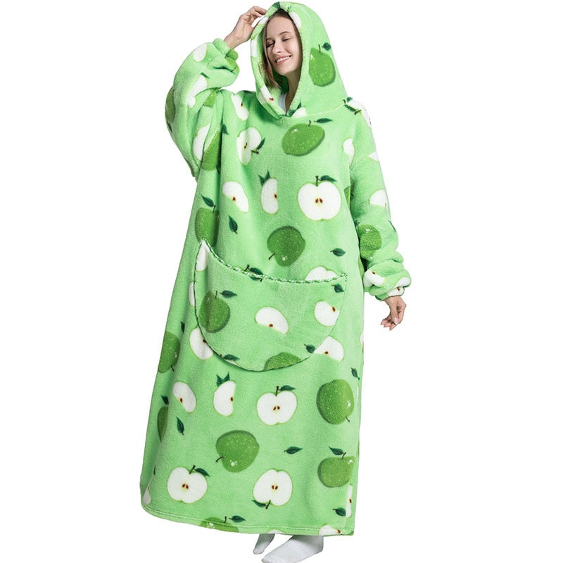Super Long Hoodie Blanket Flannel Blanket with Sleeves Winter Hooded Sweatshirt Pullover Giant Oversized Blanket The Clothing Company Sydney