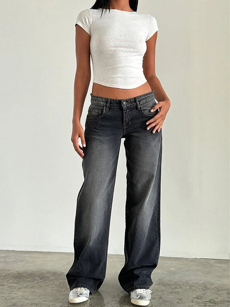 Y2K High Waist Baggy Jeans Women's Fashion Loose Denim Wide Leg Pants Casual Female Clothing The Clothing Company Sydney