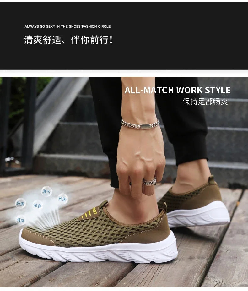 Lightweight Casual Breathable Slip on Male Casual Sneakers Anti-slip Men's Flats Outdoor Walking Shoes - The Clothing Company Sydney
