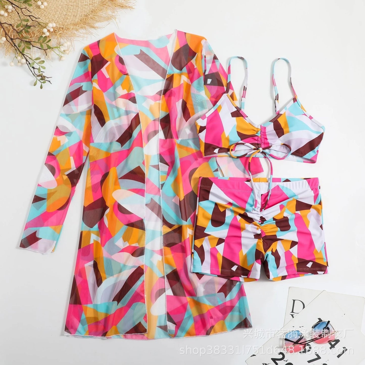 3 Piece Summer Print Swimsuits Tankini Sets Swimwear Beach Wear Bathing Suits Pool Women's Swimming Suit - The Clothing Company Sydney