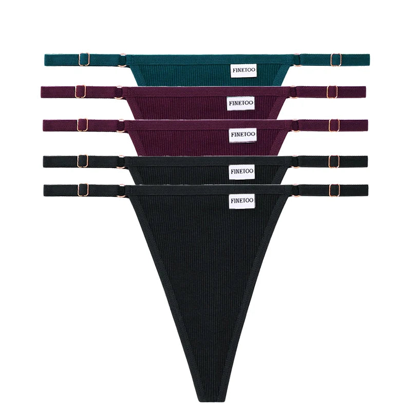 5 Pack Adjustable Women's Panties Cotton Panties Solid Low Waist Seamless Thongs Underpants Women Lingerie Set The Clothing Company Sydney
