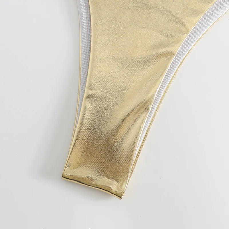 2 Piece Shiny Triangle Micro Thong Bikinis Sets Swimsuit Mini Swimwear Bathing Swiming Suits - The Clothing Company Sydney