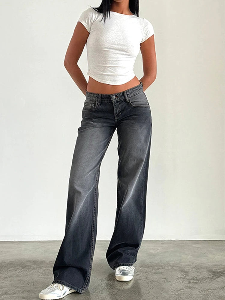 Y2K High Waist Baggy Jeans Women's Fashion Loose Denim Wide Leg Pants Casual Female Clothing The Clothing Company Sydney