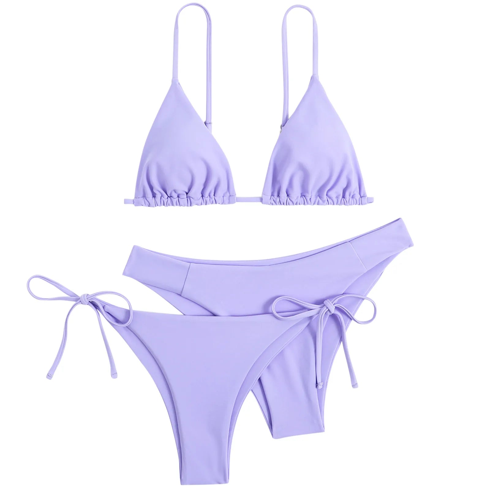 3 Piece Bikini Set Women Solid Blue Purple Push Up Bandage Triangle Swimsuit Brazilian Beach Bathing Suit Swimwear - The Clothing Company Sydney