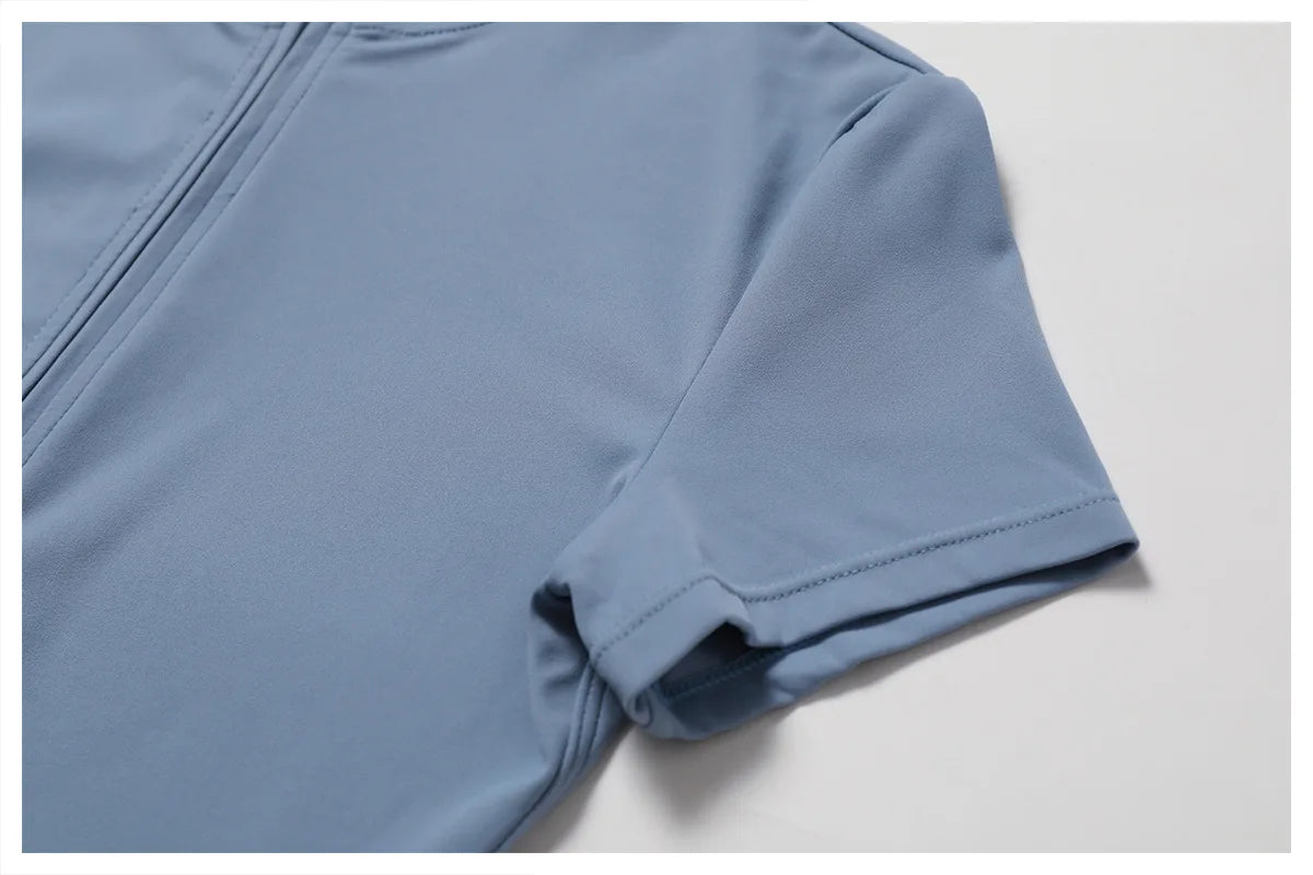 One Piece Jumpsuit Summer Short Sleeve Zipper Sports Wear Gym Fitness Bodysuits Women Dance Running Workout Clothes Yoga Suit The Clothing Company Sydney