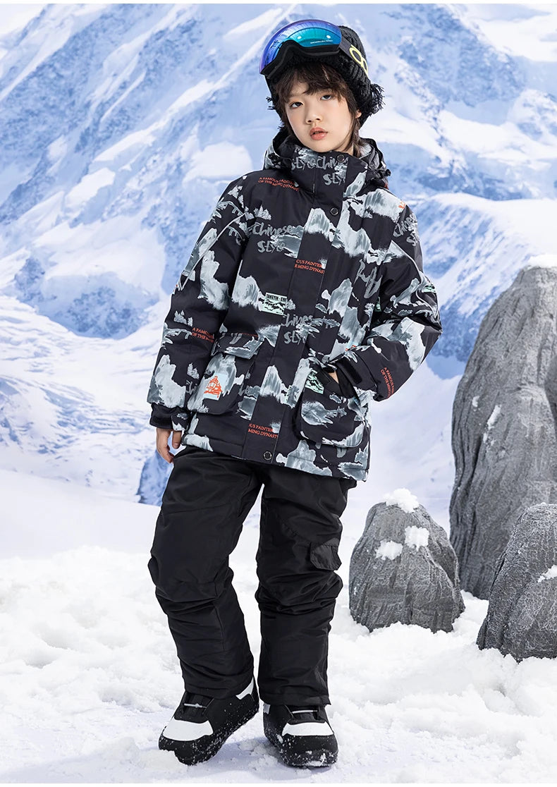 Children's Snow Suit Outfit Wear Outdoor Waterproof Windproof Warm Costume Winter Snowboarding Ski Jacket and Strap Pant Boys and Girls The Clothing Company Sydney