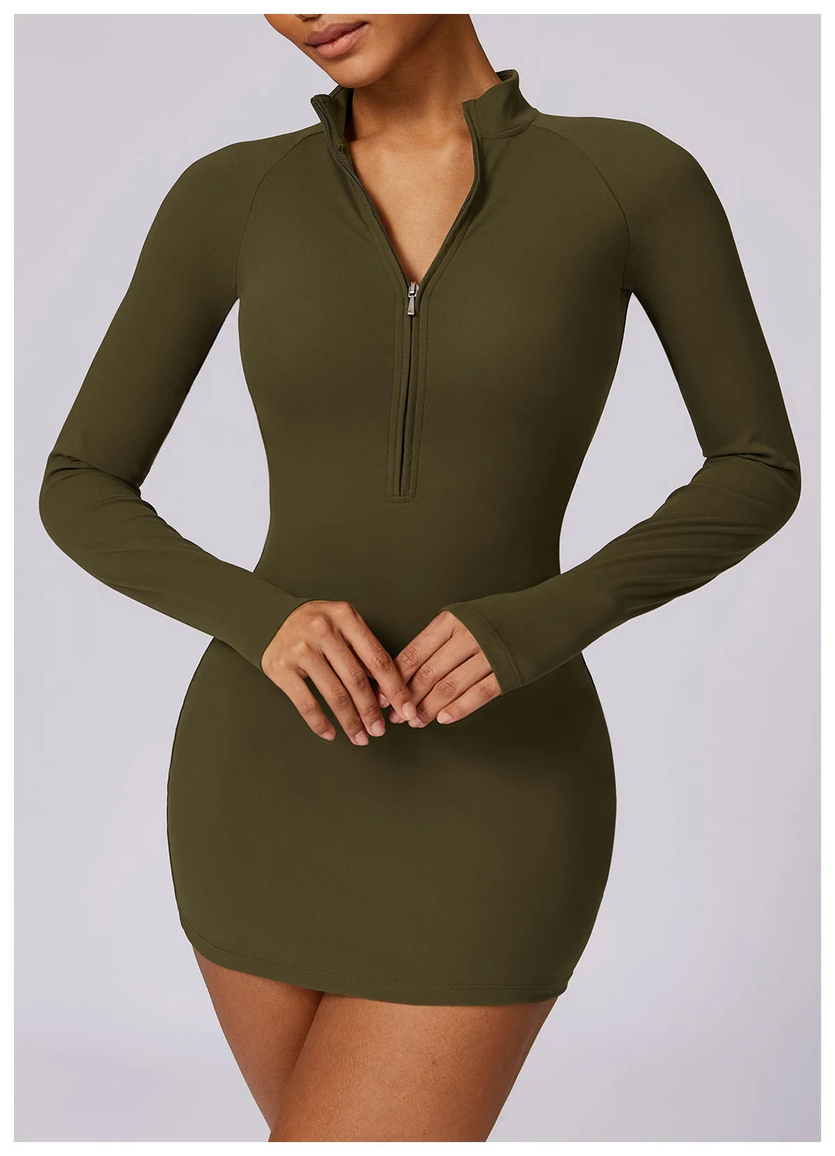 Zipper Long Sleeve JumpSuits Women Workout Tracksuit Short Skirt Sportswear Yoga Set Fitness Bodysuit Gym Clothes Yoga Suit - The Clothing Company Sydney