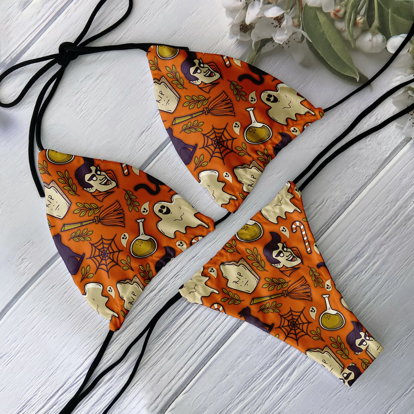 2 Piece Bikini Set Women Backless Low Waist Skull Pattern Printed Swimsuit Beach Surfing Vacation Swimwear - The Clothing Company Sydney
