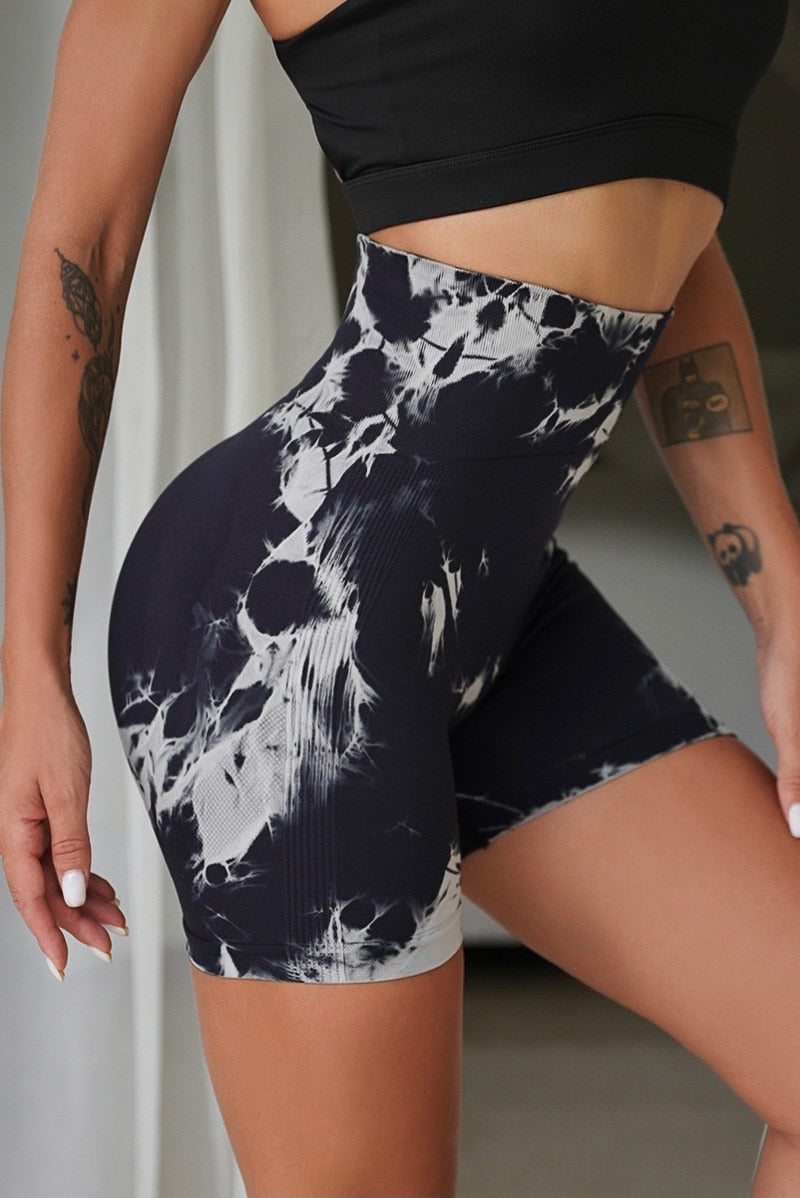 Tie Dye Yoga Shorts Marble Gym Shorts Women Push Up Sports Shorts Fitness Tights Breathable High Waist Booty Shorts The Clothing Company Sydney
