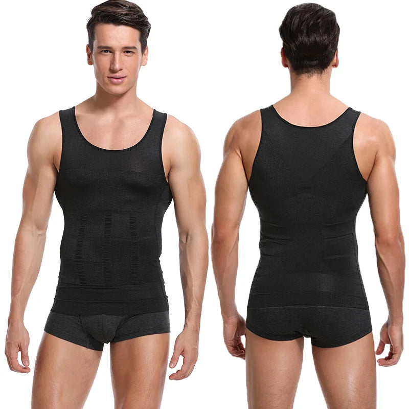 Men's Body Shaper Vest Shirt Abs Gym Workout Compression Tank Top Sleeveless Shapewear - The Clothing Company Sydney