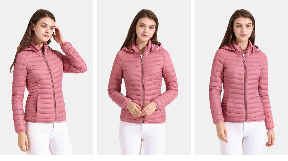 Winter Parka Ultralight Padded Puffer Jacket For Women's Coat With Hood Outdoor Warm Lightweight Outwear With Storage Bag The Clothing Company Sydney