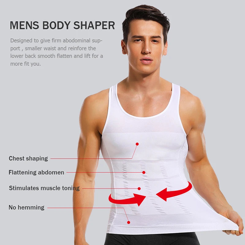 Men's Body Shaper Vest Shirt Abs Gym Workout Compression Tank Top Sleeveless Shapewear - The Clothing Company Sydney