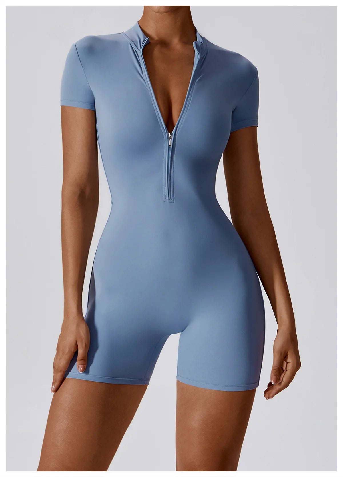 One Piece Jumpsuit Summer Short Sleeve Zipper Sports Wear Gym Fitness Bodysuits Women Dance Running Workout Clothes Yoga Suit The Clothing Company Sydney