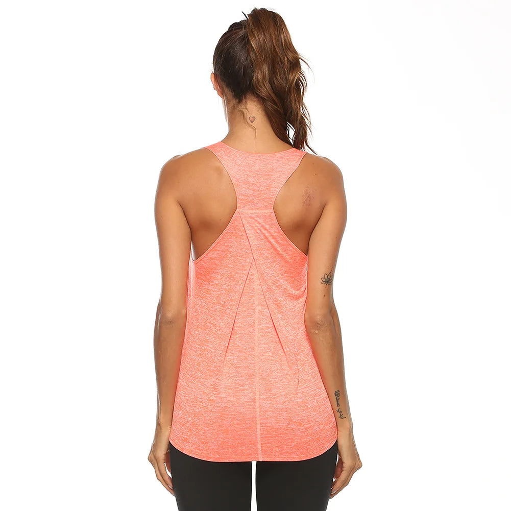 Women's Yoga Shirts Solid Sports Wear Fitness Gym Clothing Fit Top Workout Training Crop Tops Sleeveless Blouse T-shirts Quick Dry Top - The Clothing Company Sydney