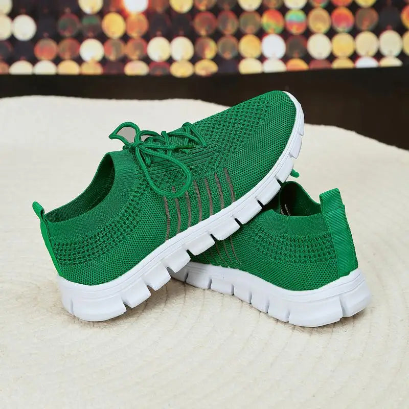 Mesh Breathable Soft Sole Sneakers Lightweight Non-Slip Running Walking Casual Lace Up Flats Shoes - The Clothing Company Sydney