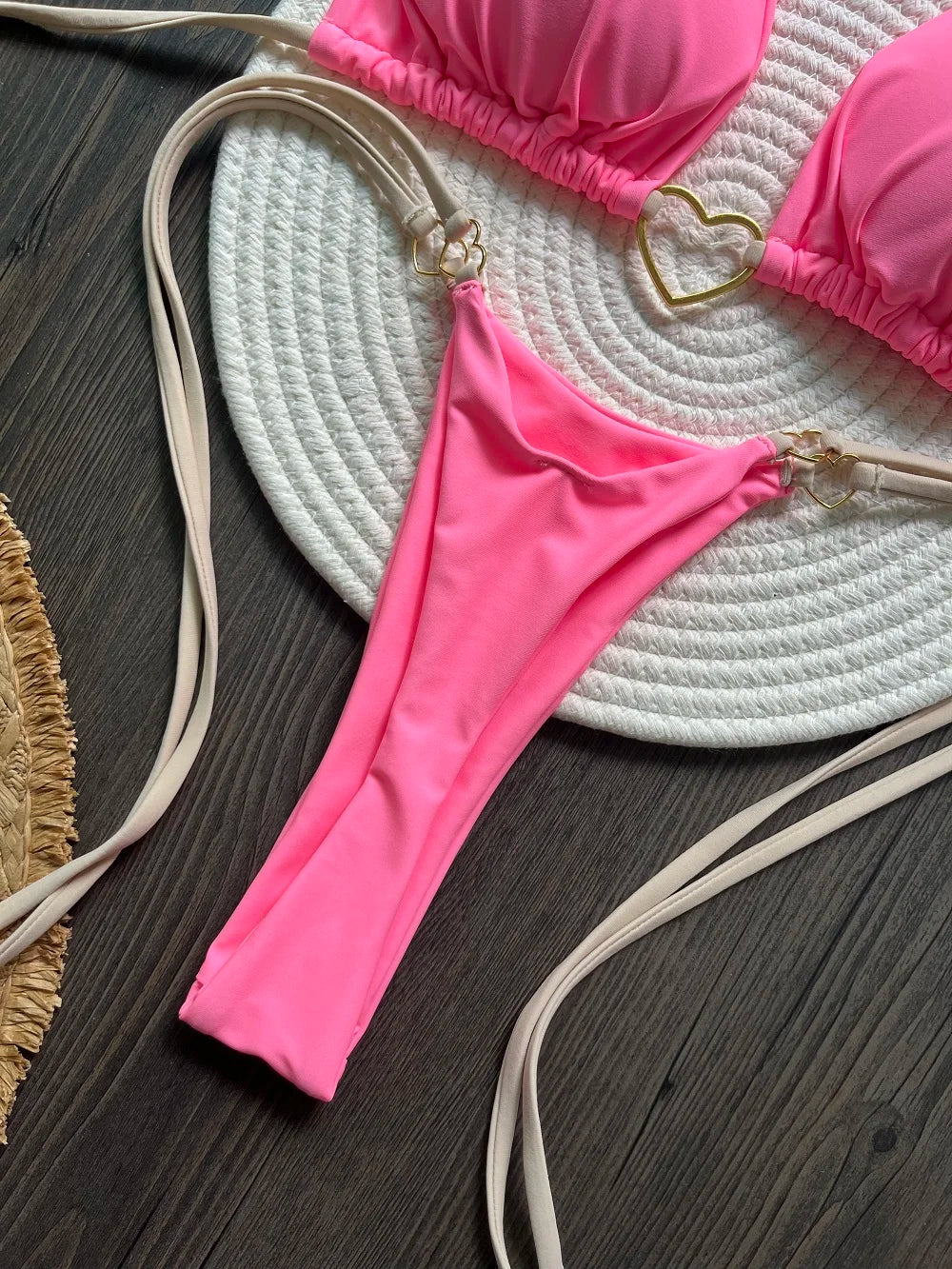 Halter Solid color Bikini Set Women's Swimsuit Two piece Triangle Thong Swimwear Bathing Suit The Clothing Company Sydney