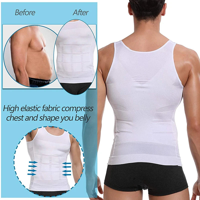 Men's Body Shaper Vest Shirt Abs Gym Workout Compression Tank Top Sleeveless Shapewear - The Clothing Company Sydney