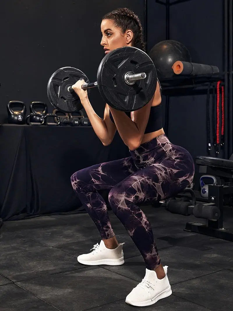 Hip Lifting Seamless Fitness Gym Leggings Tie-Dye Yoga Pants Women's Exercise Tights High Waist Workout Pants - The Clothing Company Sydney