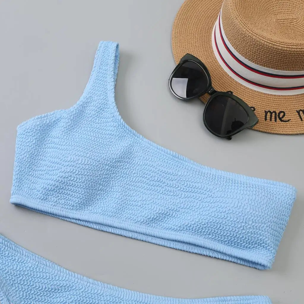 One Shoulder Bikini Women Swimwear Swimsuit Solid Beachwear Bathers Bathing Suit The Clothing Company Sydney