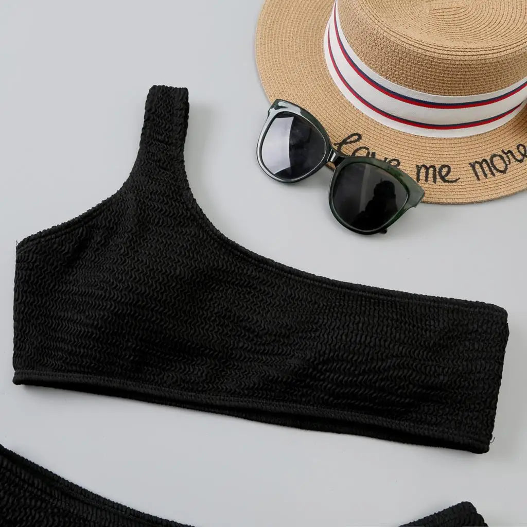 One Shoulder Bikini Women Swimwear Swimsuit Solid Beachwear Bathers Bathing Suit The Clothing Company Sydney
