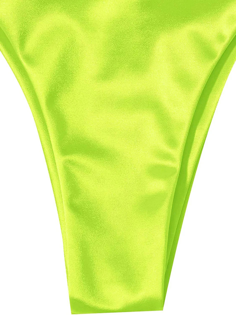 Metallic Halter Triangle Swimsuit Women Swimwear Bathing Suits Brazilian Thong Micro Bikinis Set Beach Wear - The Clothing Company Sydney