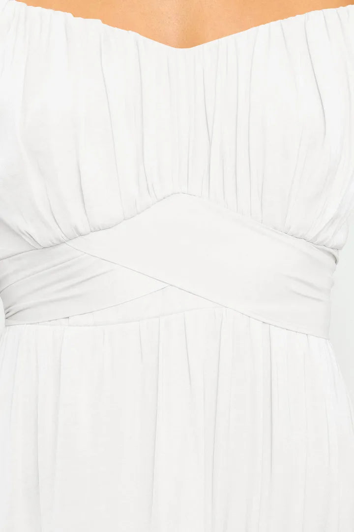 Summer Sundersses White Short Sleeve Ruffles Lace Up Folds Mini Dresses Bohemian Party Beach Dress - The Clothing Company Sydney