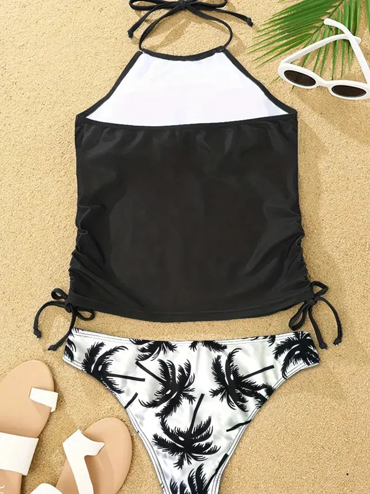 2 Piece Print Tankini Set Tied Halter Swimsuit Women Swimwear Summer Backless Beach Bathing Suit Bikii The Clothing Company Sydney