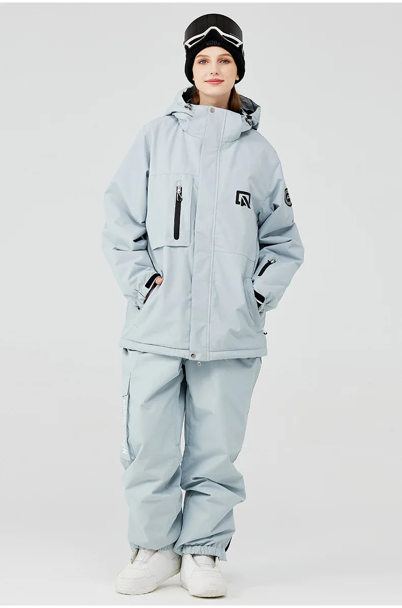 2 Piece Ski Sets for Women Ski Jackets and Pants Men Snowsuit Snowboard Coat Outfits Warm Hooded Waterproof Windproof Matching Set - The Clothing Company Sydney