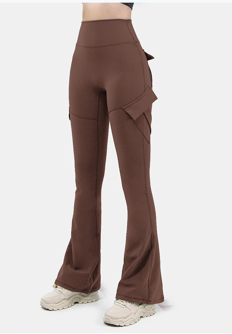 Womens Wide Leg High Stretch Yoga Leggings Compression Fitness Workwear with pockets Yoga Pant The Clothing Company Sydney