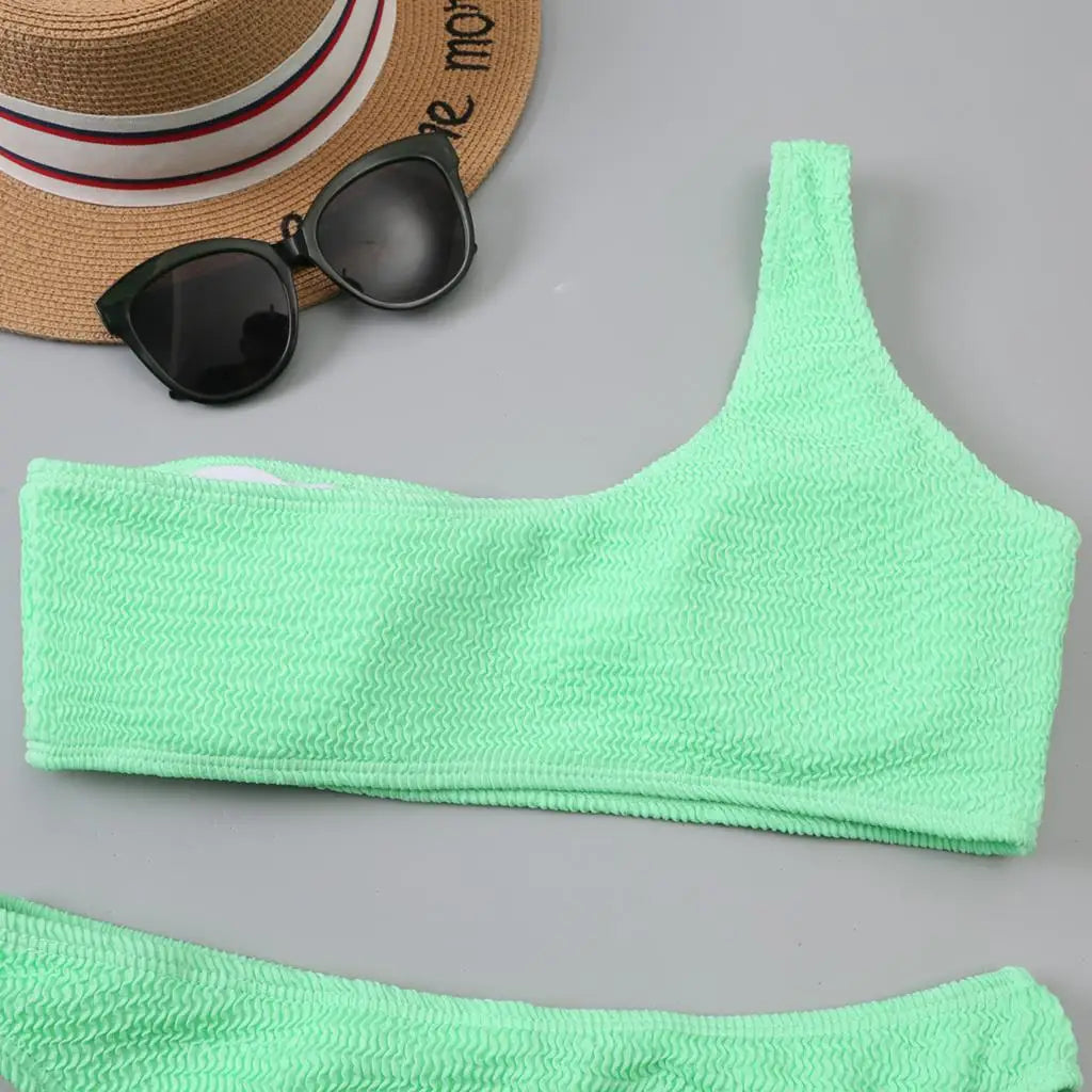 One Shoulder Bikini Women Swimwear Swimsuit Solid Beachwear Bathers Bathing Suit The Clothing Company Sydney