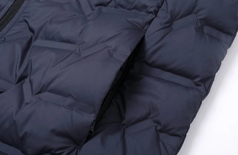 Men’s White Duck Down Winter Jacket – Waterproof Hooded Puffer Coat, Thick & Windproof Parka The Clothing Company Sydney
