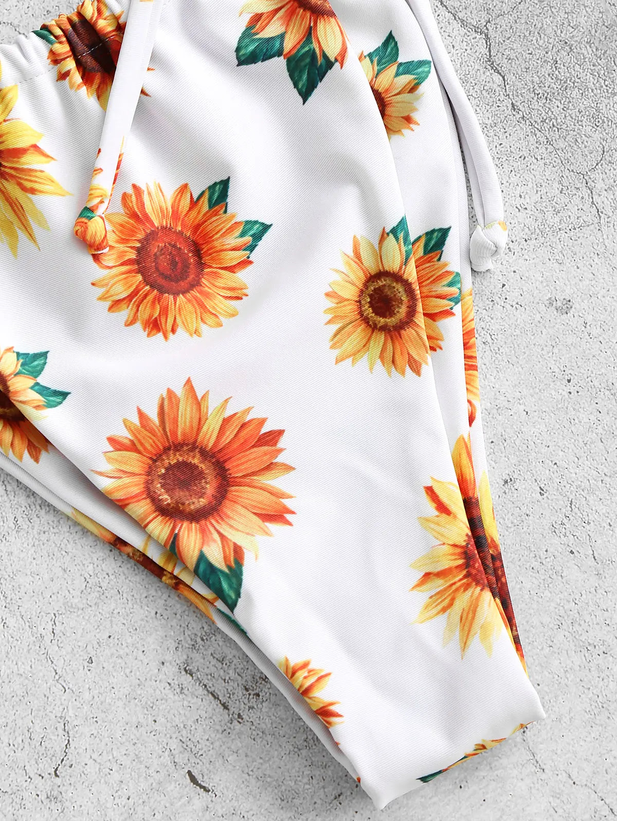 2 Piece Sunflower Print Tie Floss Bikini Swimwear - The Clothing Company Sydney