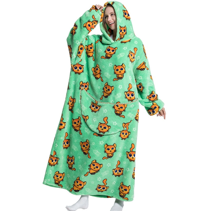 Super Long Hoodie Blanket Flannel Blanket with Sleeves Winter Hooded Sweatshirt Pullover Giant Oversized Blanket The Clothing Company Sydney