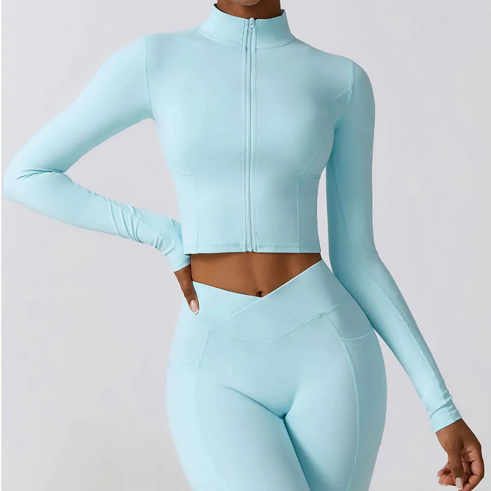 Women's High Elastic Crop Top Spandex Long Sleeve Yoga Shirts Sportswear Yoga Jacket Workout Gym Clothing Sports Clothes The Clothing Company Sydney