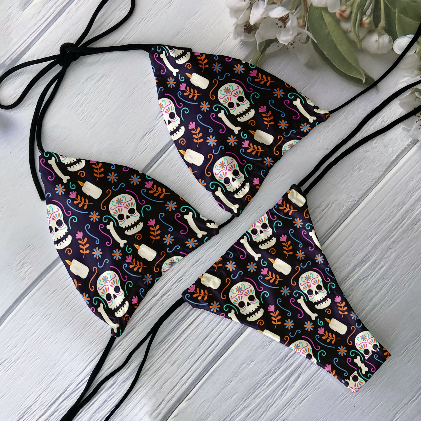 2 Piece Bikini Set Women Backless Low Waist Skull Pattern Printed Swimsuit Beach Surfing Vacation Swimwear - The Clothing Company Sydney