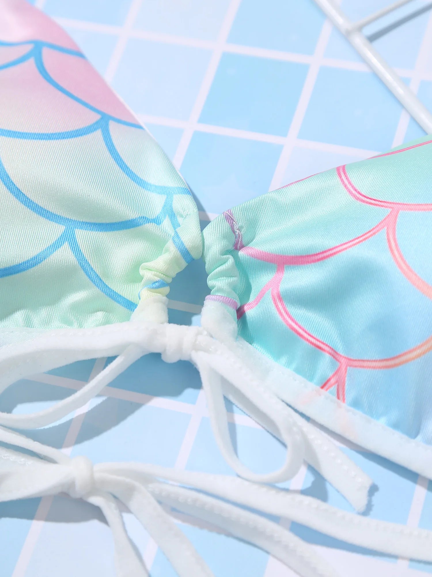 Women's Mermaid Print Swimsuit Bikini Bathing Suit Halter Sponge Pad Bra and Drawstring Briefs Beach Pool Surfing Swimwear - The Clothing Company Sydney