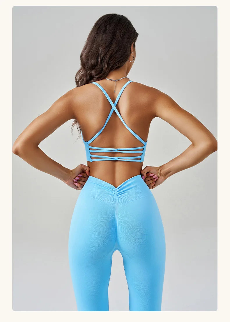 2 Piece Seamless Yoga Set Women Sports Outfit Crisscross Back Bra Fitness Suit High Waist Leggings Running Workout Tracksuit The Clothing Company Sydney