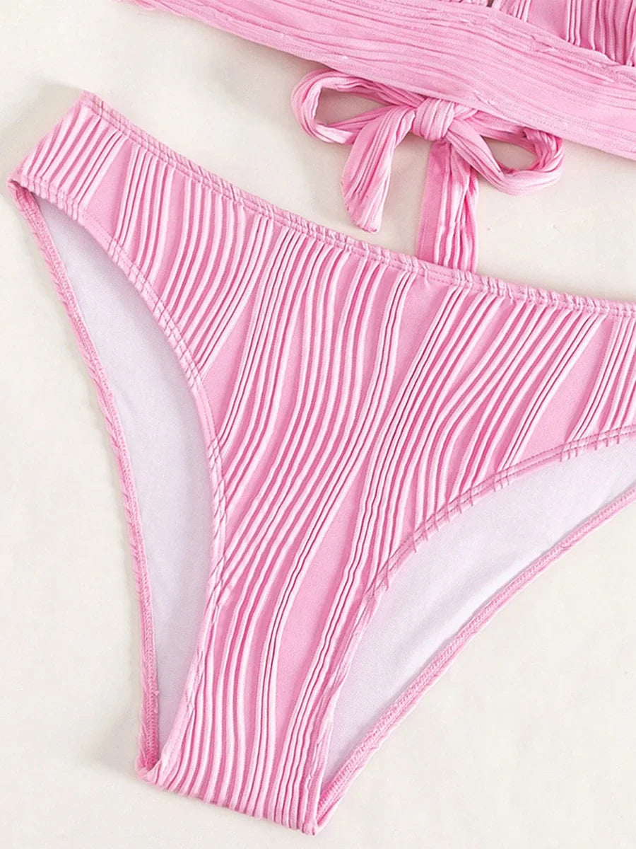 2 Piece Wrinkled Crinkled Bikini Swimwear Swimsuit Two-pieces Bikini Set High Cut Bathing Suit Swim Beach Wear The Clothing Company Sydney