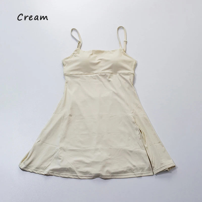 Women's Sports Tennis Dress Removable chest cushion Breathable Outdoor Yoga Tennis Skirt Dress - The Clothing Company Sydney