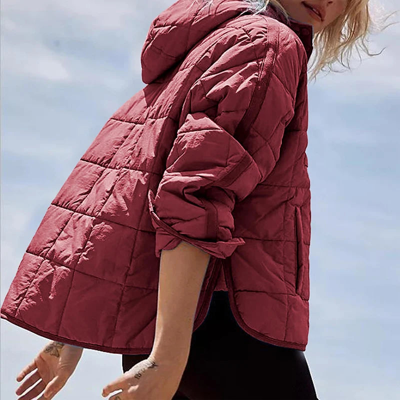 Autumn Winter Padded Jacket For Women Fashion Pockets Long Sleeves Hooded Pullovers Casual Coat - The Clothing Company Sydney