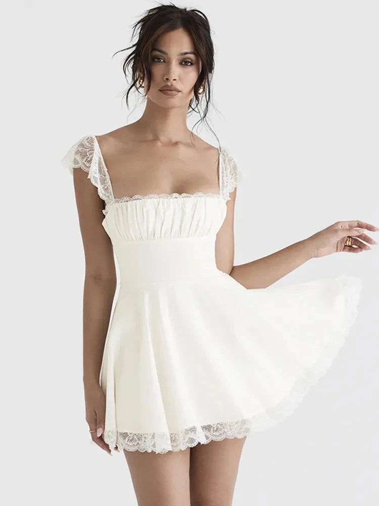 Women's Fashion Long Lace Dress Summer Elegant Strap Beach Party Dress Open Back Strap Sleeveless Dress The Clothing Company Sydney