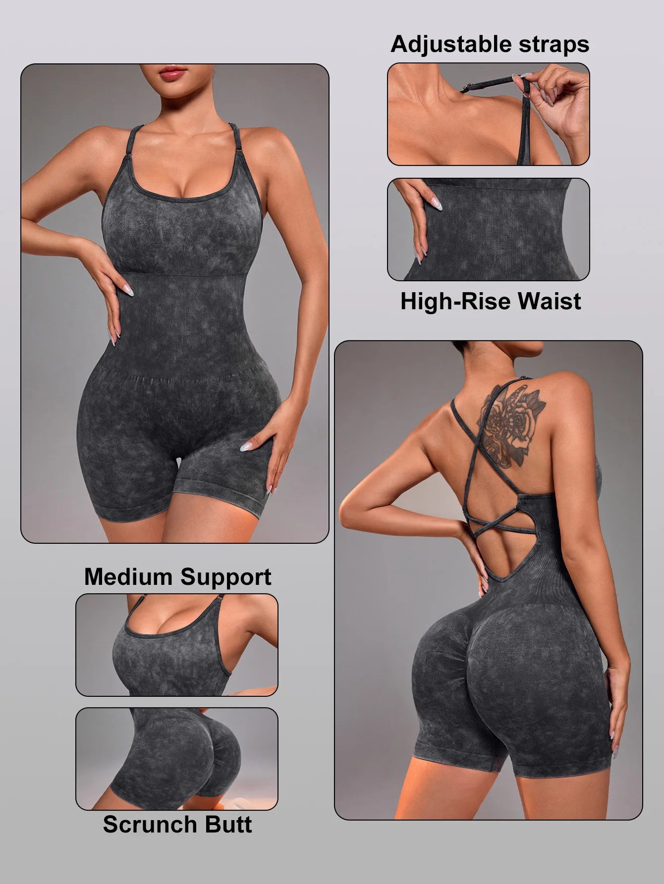 Women's Jumpsuit Short Bodycon High Elasticity Nylon Bodysuit Yoga Sports Workout Gym One Piece Criss Cross Activewear - The Clothing Company Sydney