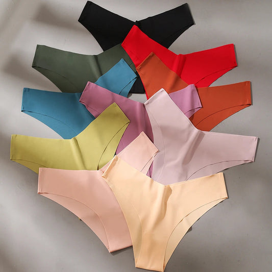 10 Pack Women's Seamless Panties V-Type Drop Waist Female Underwear Ice Silk Underpants Briefs The Clothing Company Sydney