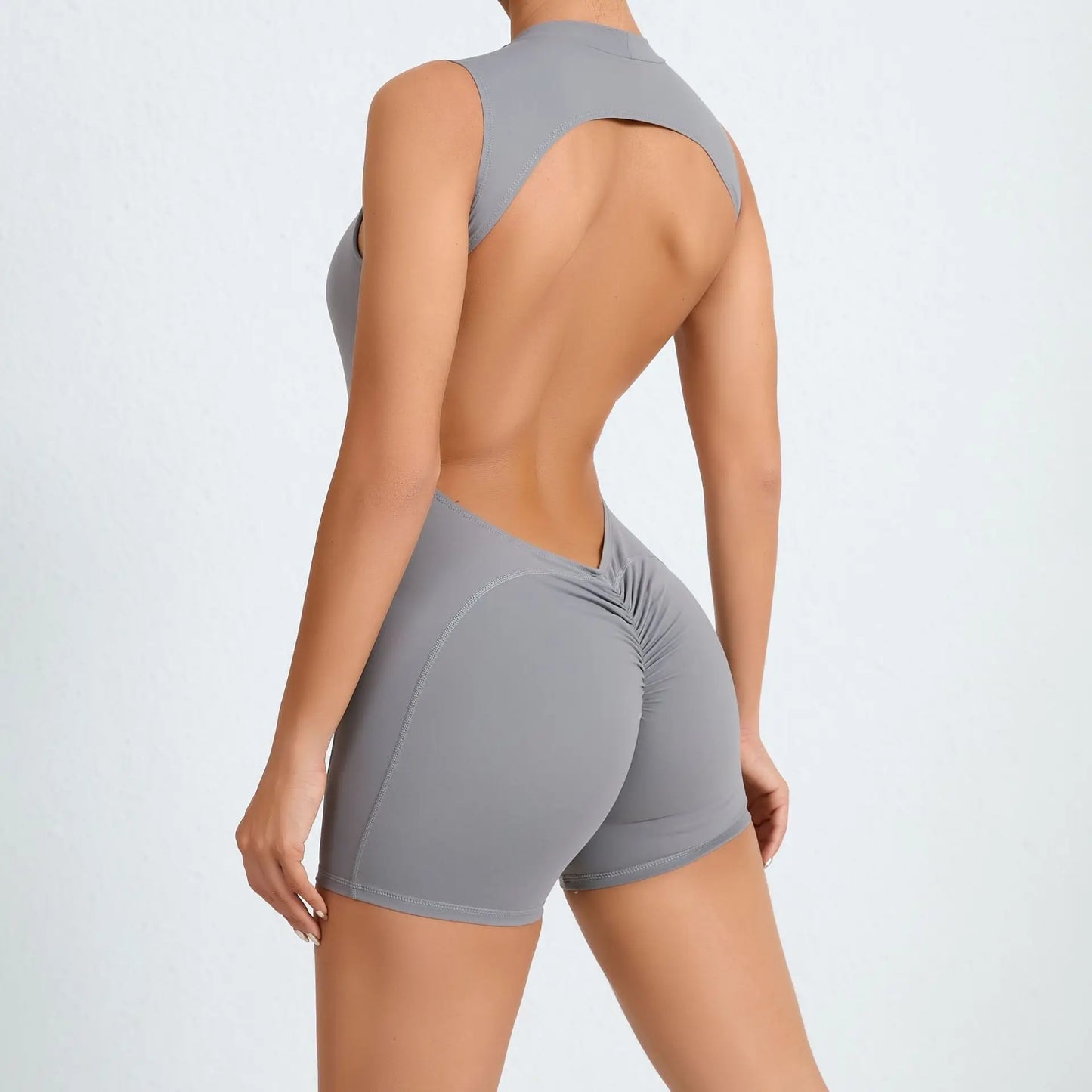 Hollow Backless Gym Bodycon Short Jumpsuit Playsuit Women One Piece Sport Outfit Yoga Romper Fitness Gear - The Clothing Company Sydney