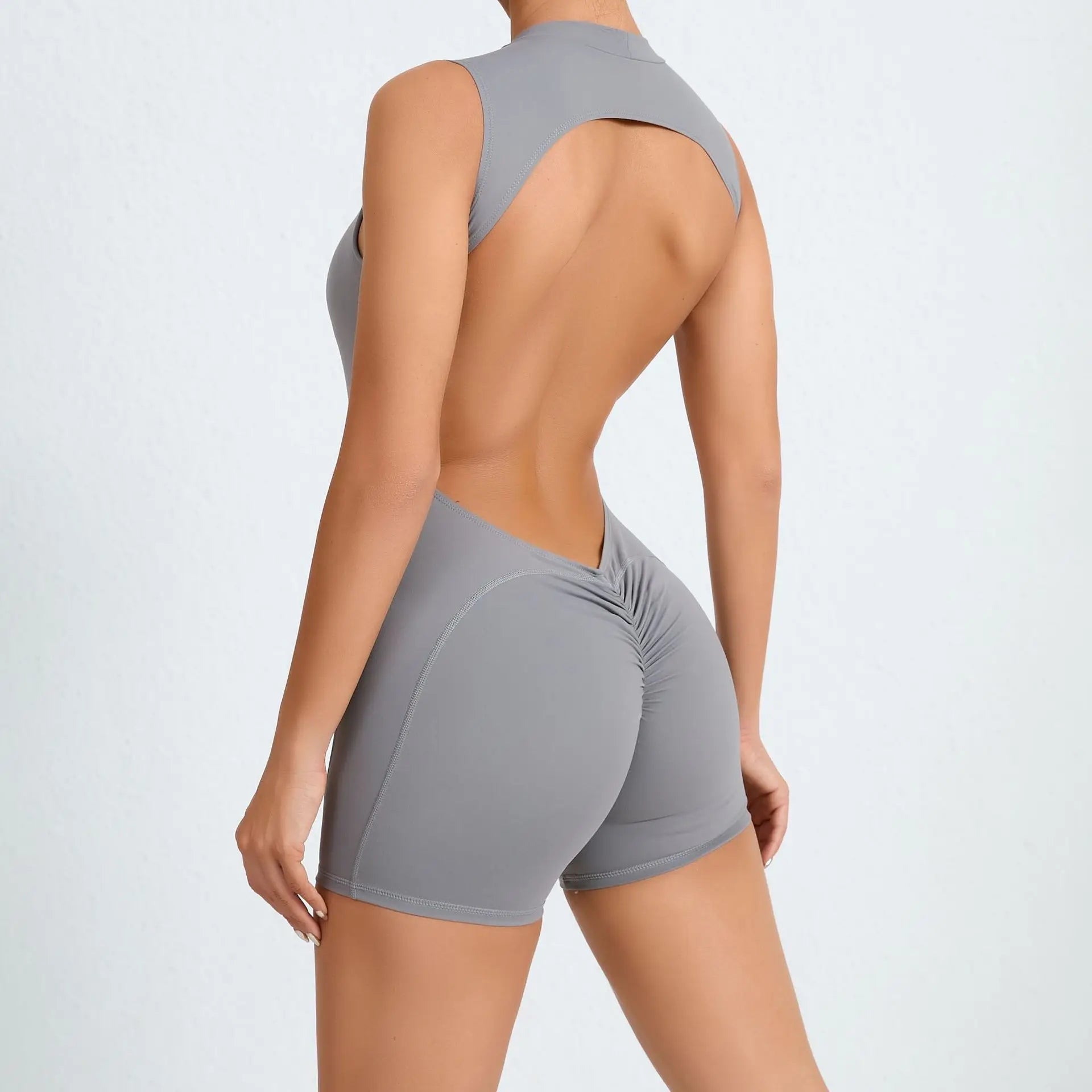 Hollow Backless Gym Bodycon Short Jumpsuit Playsuit Women One Piece Sport Outfit Yoga Romper Fitness Gear - The Clothing Company Sydney