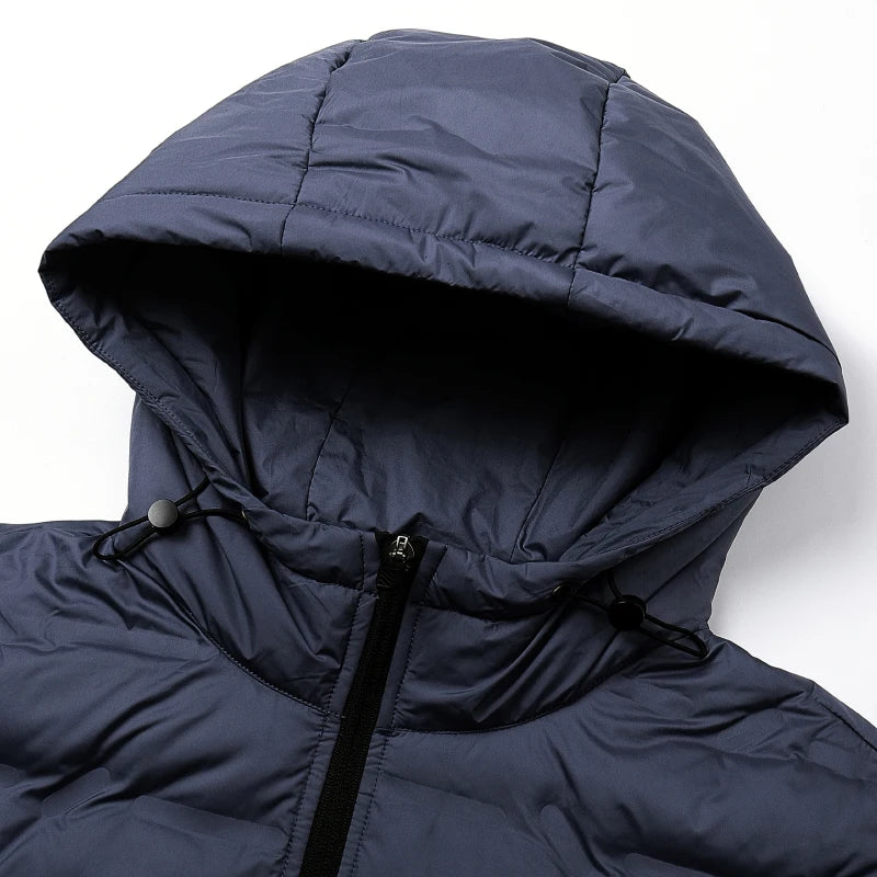 Men’s White Duck Down Winter Jacket – Waterproof Hooded Puffer Coat, Thick & Windproof Parka The Clothing Company Sydney