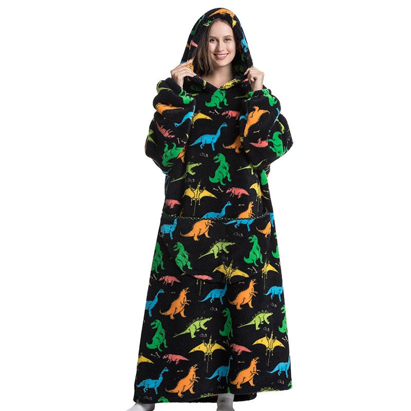 Super Long Hoodie Blanket Flannel Blanket with Sleeves Winter Hooded Sweatshirt Pullover Giant Oversized Blanket The Clothing Company Sydney