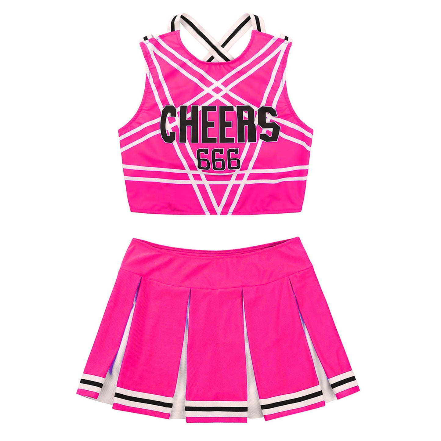 Women's Cheerleading Uniform Set Sleeveless Crop Top with Mini Pleated Skirt Cosplay Sports Stage Outfits - The Clothing Company Sydney