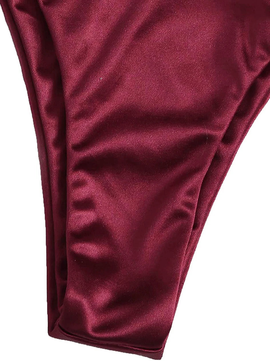 Metallic Halter Triangle Swimsuit Women Swimwear Bathing Suits Brazilian Thong Micro Bikinis Set Beach Wear - The Clothing Company Sydney