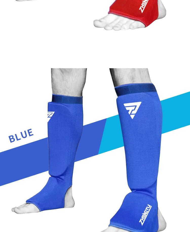 Adult Kids Cotton Boxing Shin Guards MMA Instep Ankle Protector Foot Protection Kickboxing Pad Muaythai Training Leg Support Protectors The Clothing Company Sydney